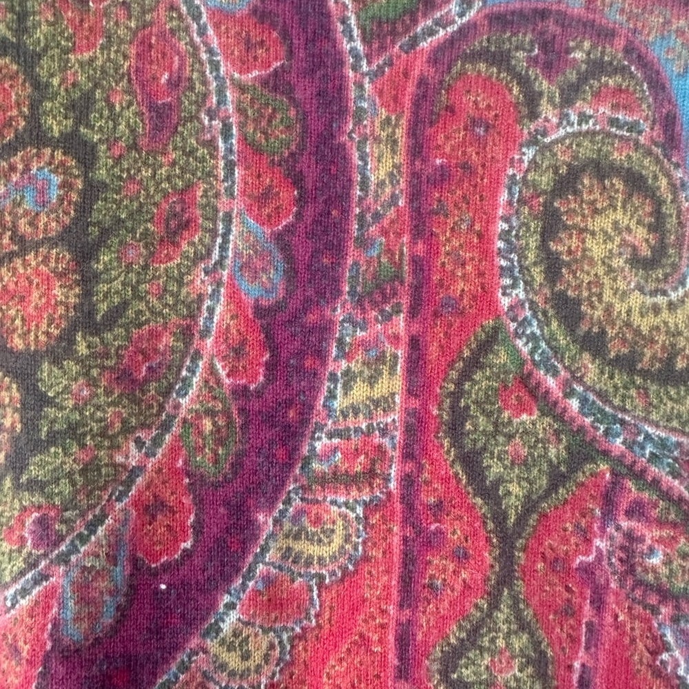 🌺 100% Cashmere Talbots Paisley Sweater, Women's size Small - Picture 8 of 8